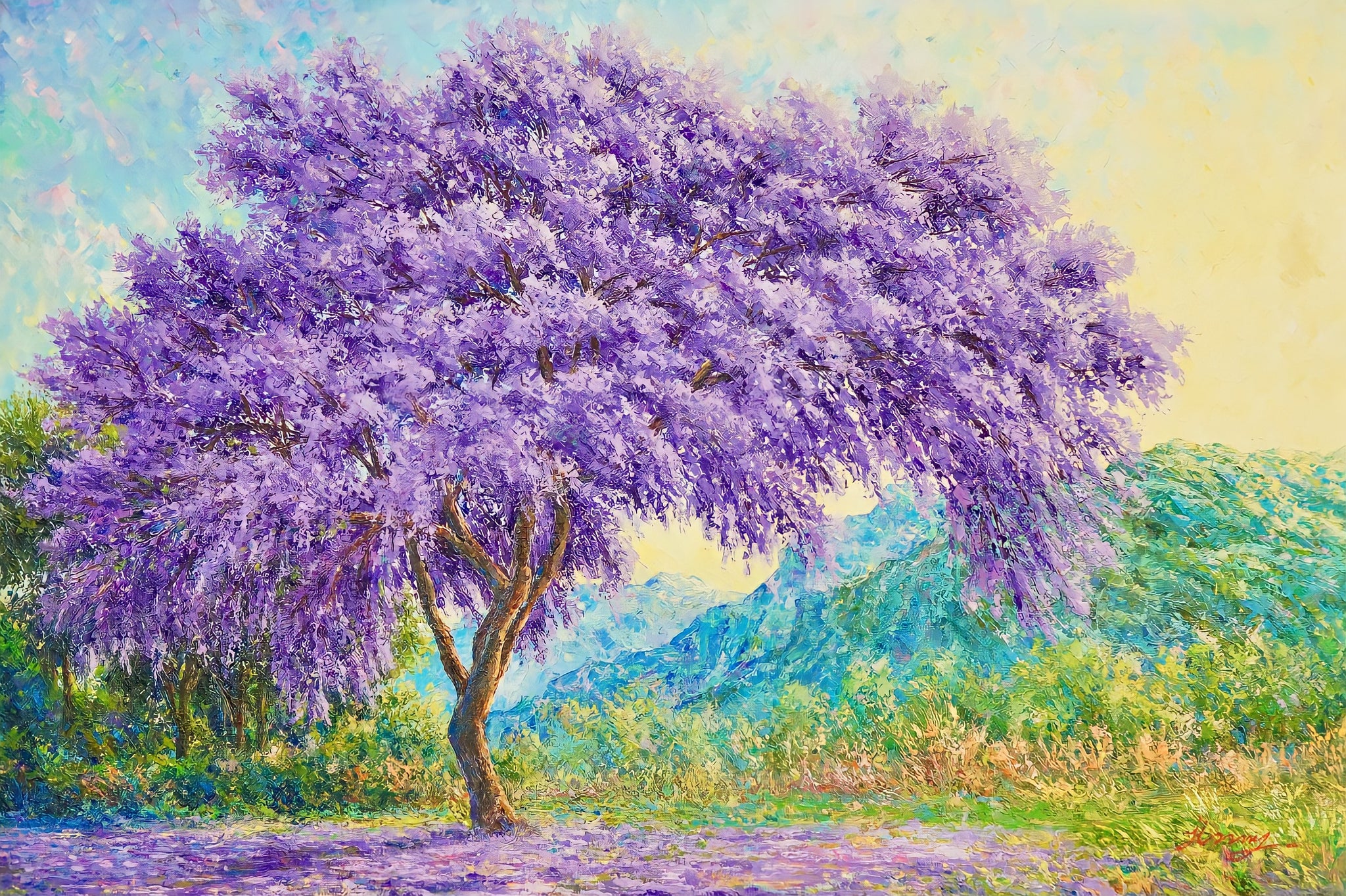 L'arbre violet - 90 x 60 cm