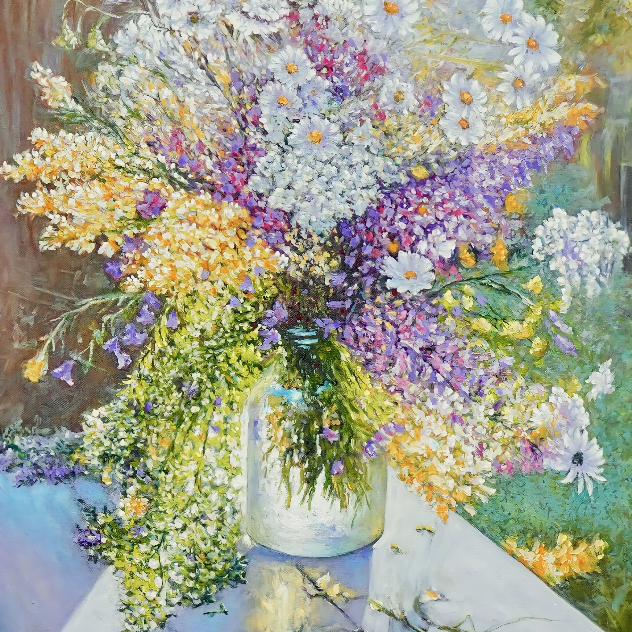 Fleurs dans un vase transparent - 60 x 90 cm