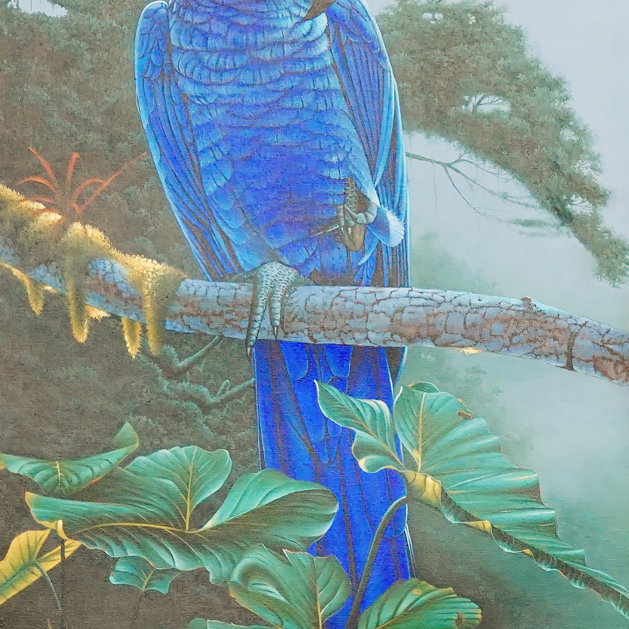 Perroquet bleu dans la jungle - 60 x 90 cm