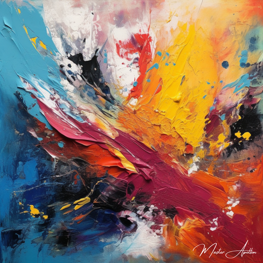 Tableau abstrait multicolore contemporain phoenix
