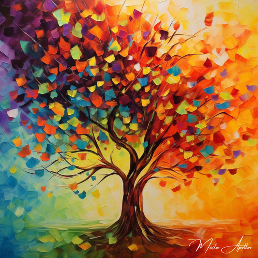 Tableau arbre abstrait couleur