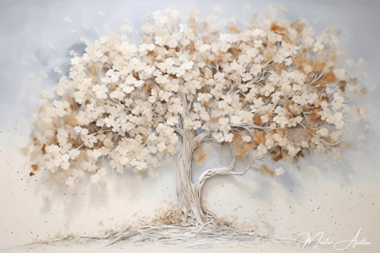 Tableau arbre blanc feuille blanche