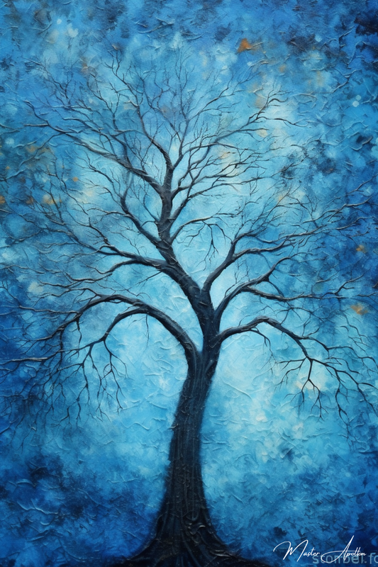 Tableau arbre bleu deep