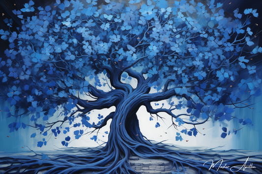 Tableau arbre bleu de vie