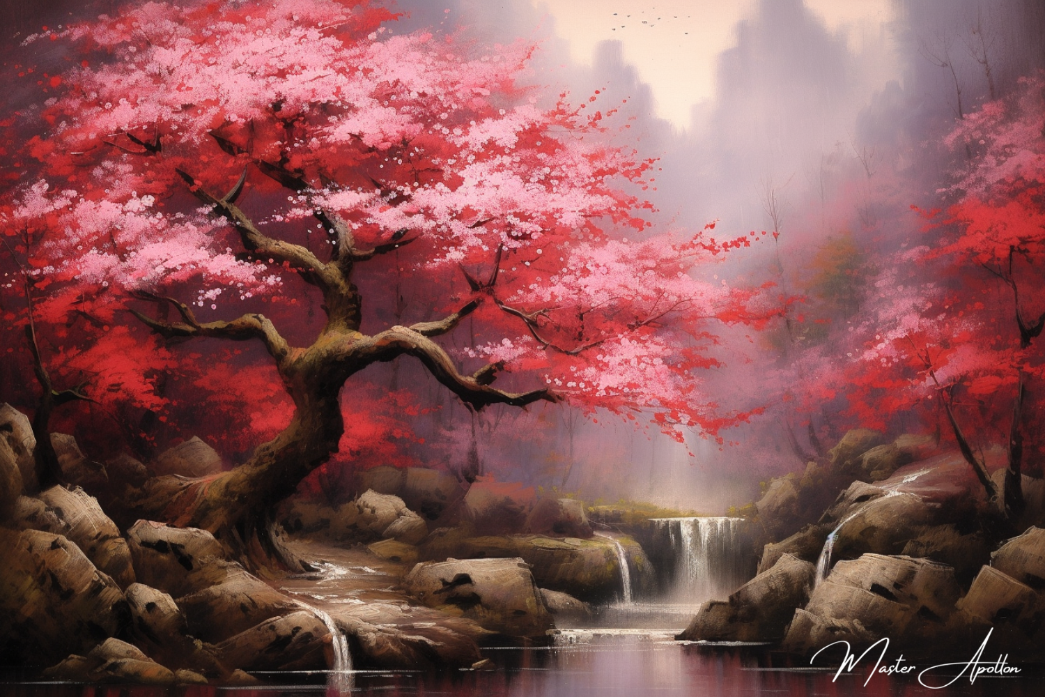 Tableau arbre cerisier japonais tranquilité