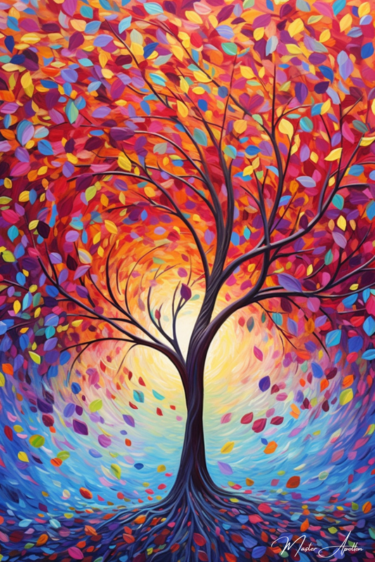 Tableau arbre coloré magie