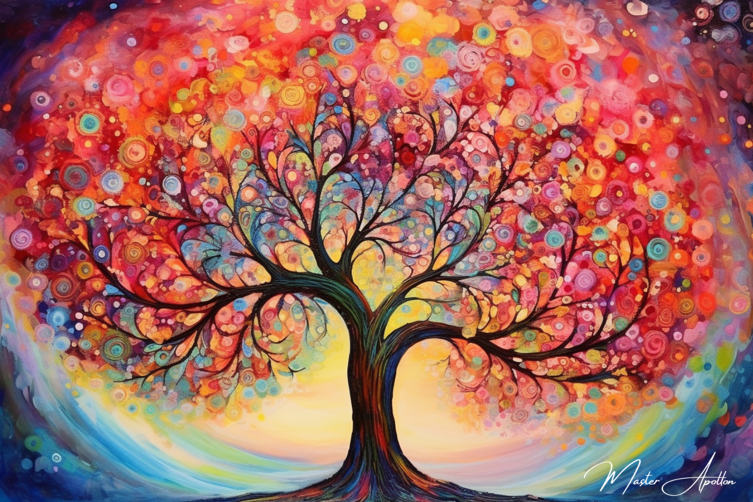 Tableau arbre coloré transcendental