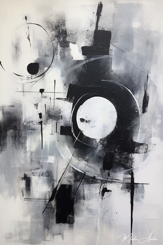 Tableau contemporain abstrait noir et blanc alixa