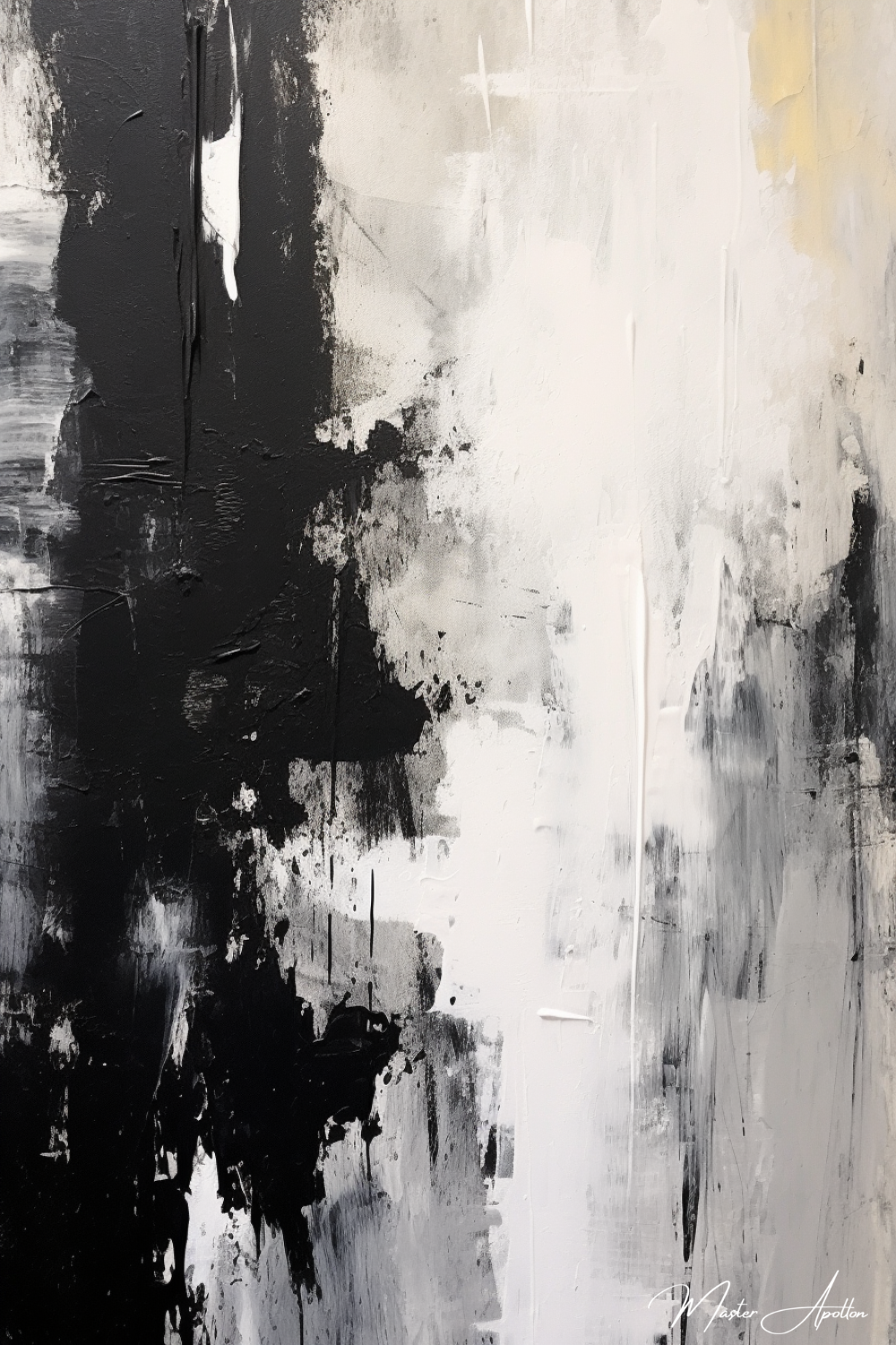 Tableau contemporain abstrait noir et blanc demain