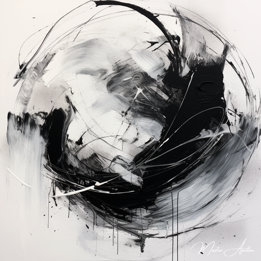Tableau contemporain abstrait noir et blanc zen