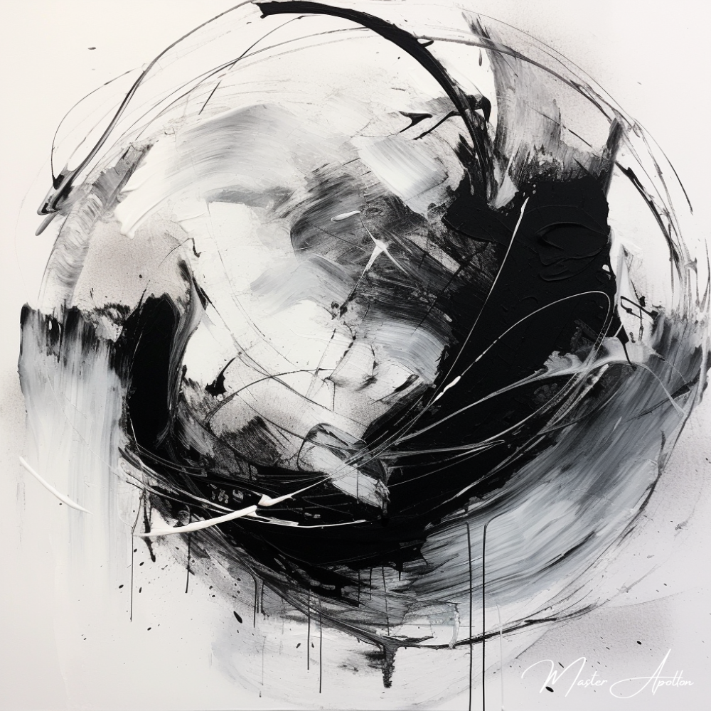 Tableau contemporain abstrait noir et blanc zen