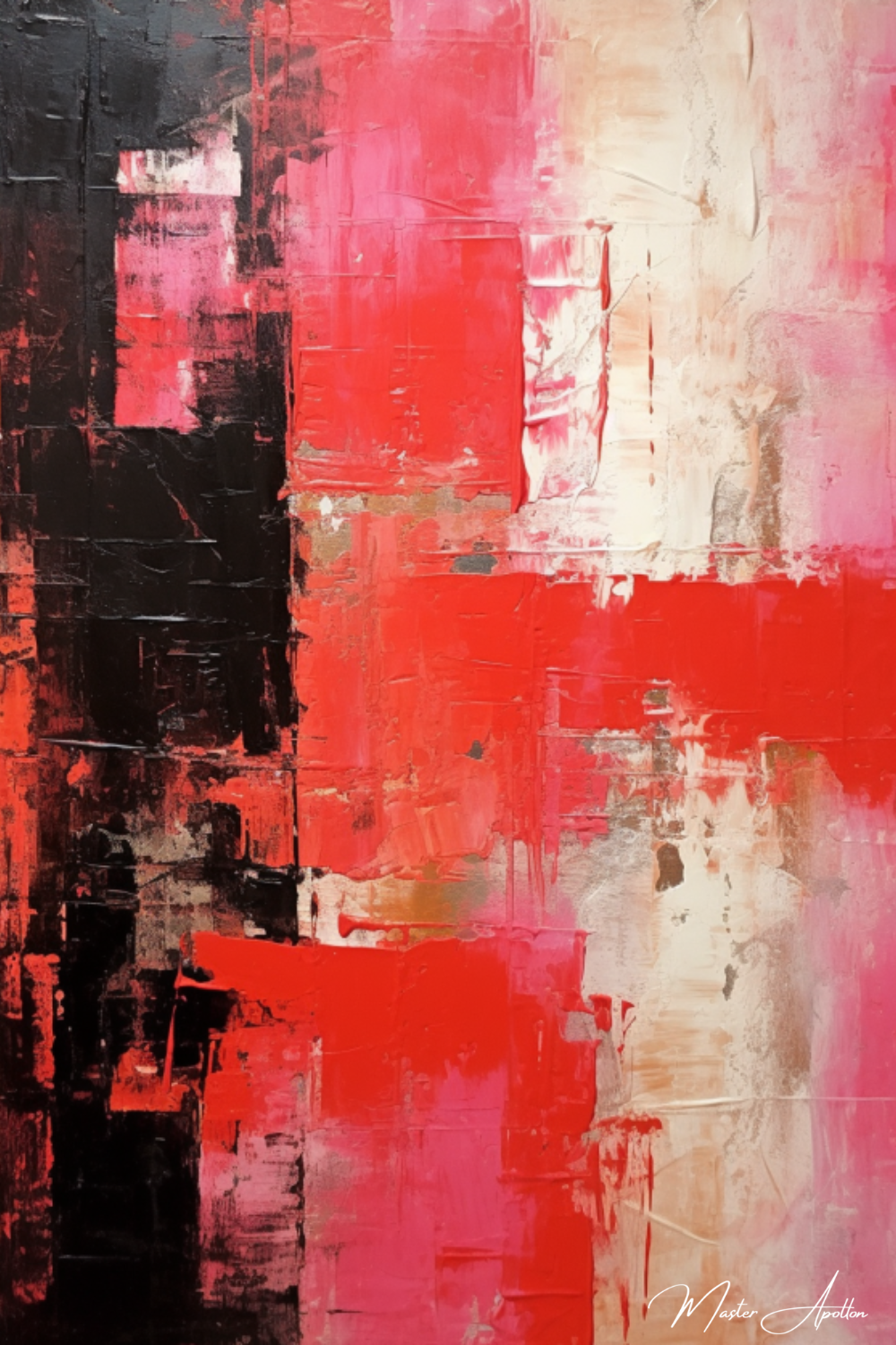 Tableau contemporain abstrait rouge pino