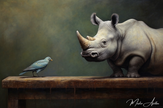 Tableau contemporain animaux Rhinoceros