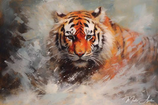 Tableau contemporain animaux Tigre in snow