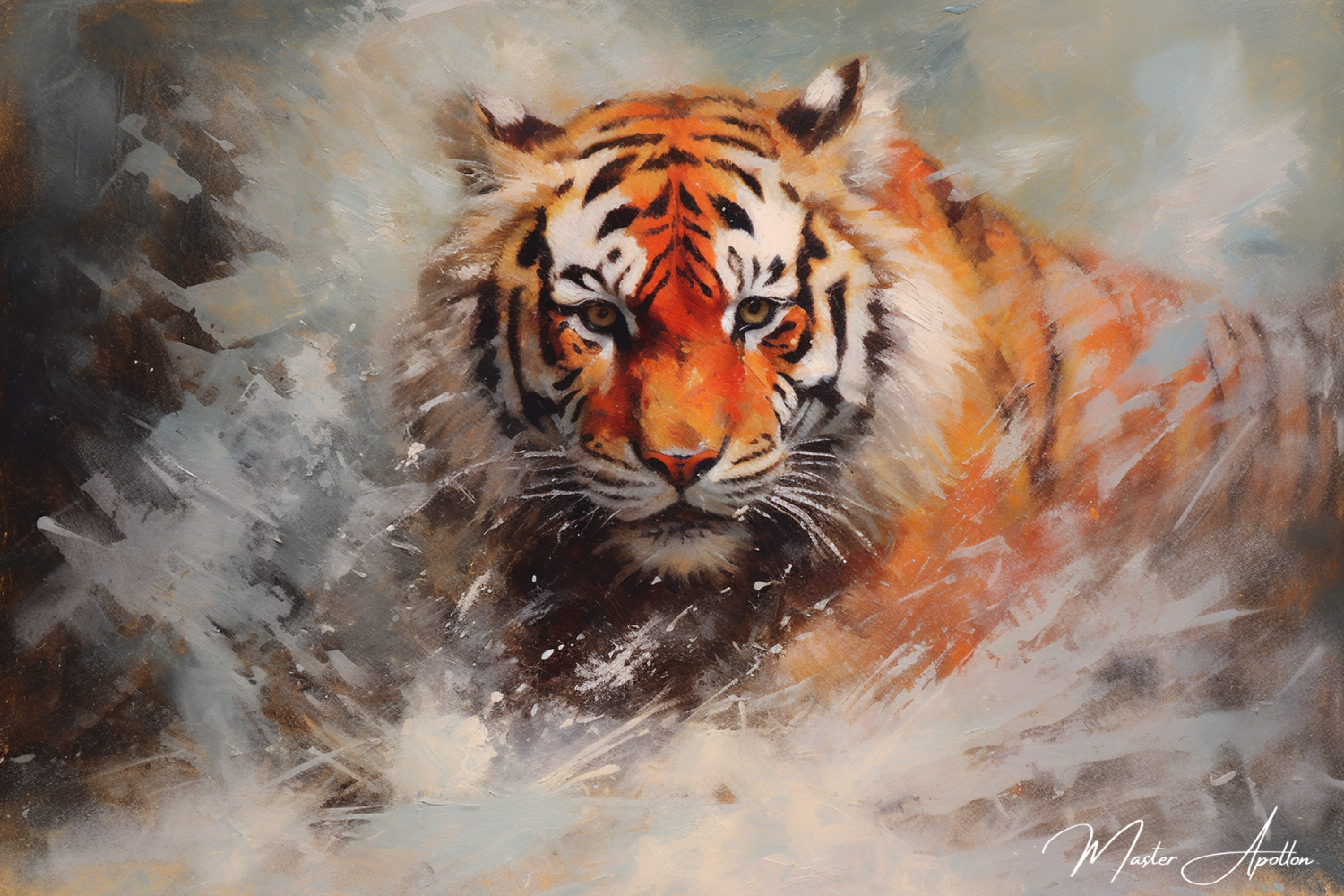 Tableau contemporain animaux Tigre in snow