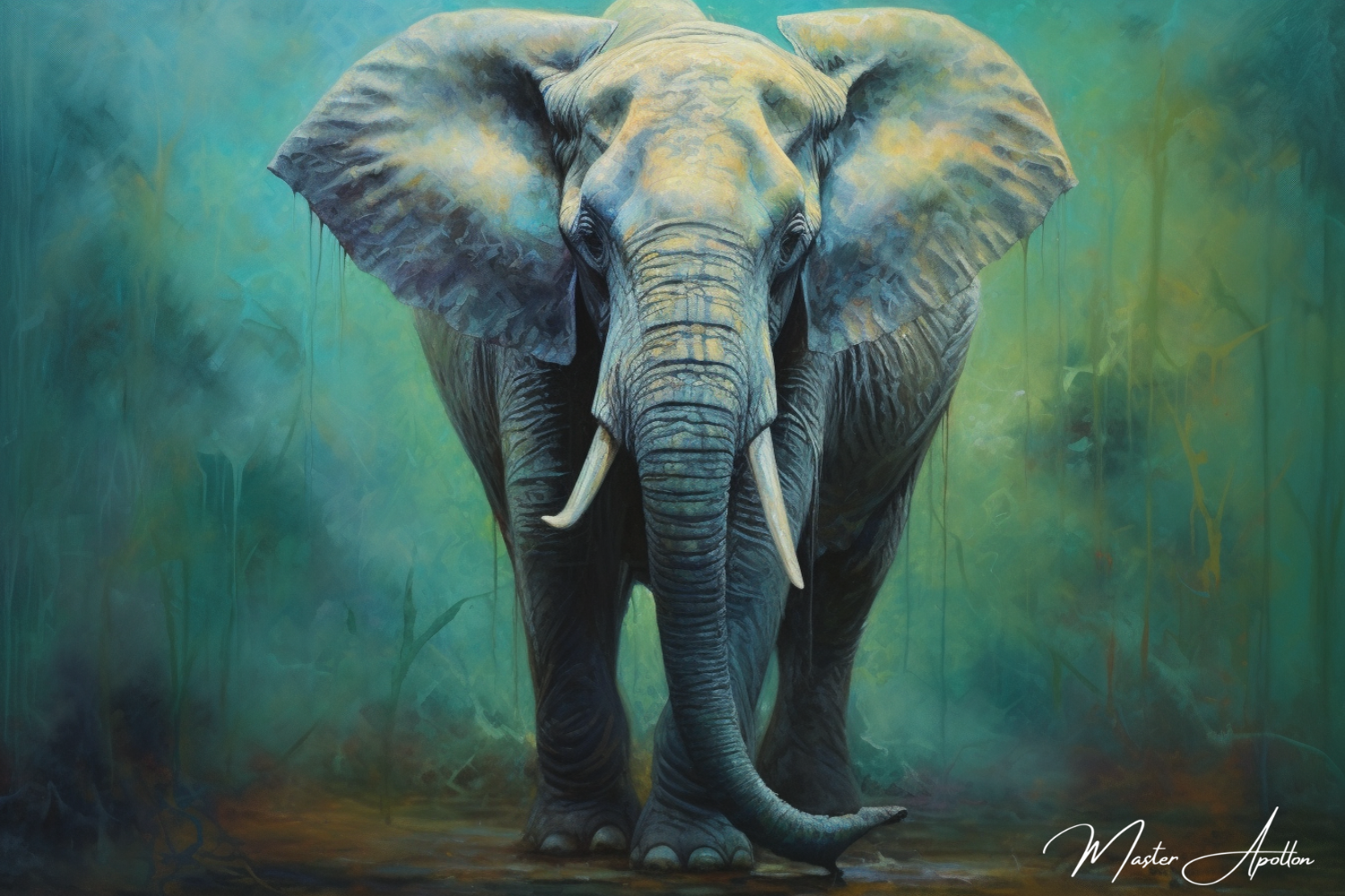 Tableau contemporain animaux elephant alpha