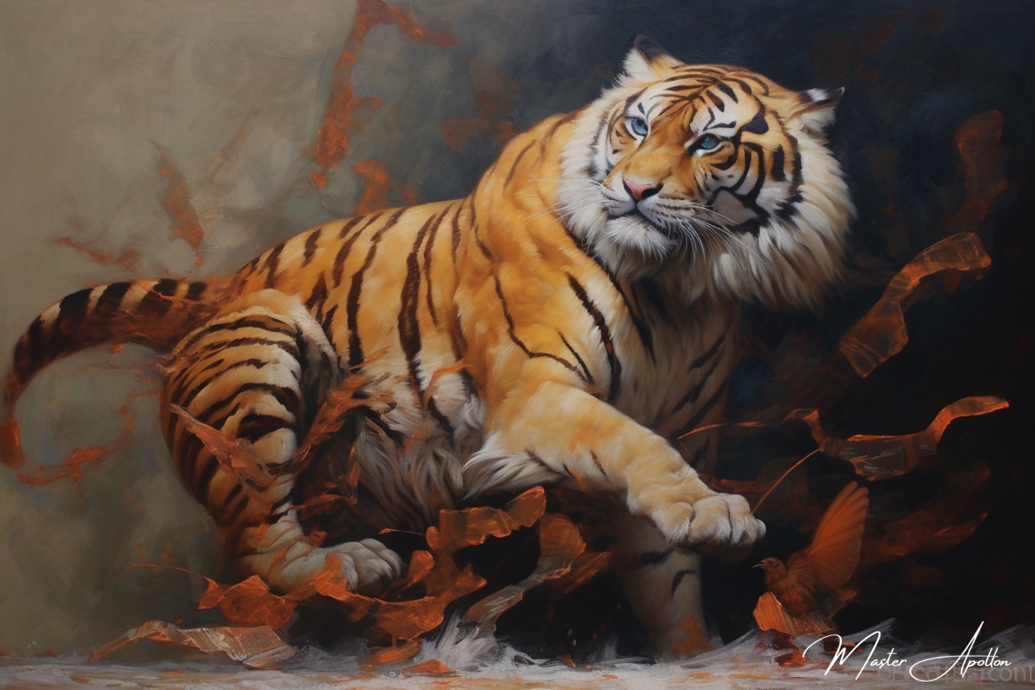 Tableau contemporain animaux tigre majestueux