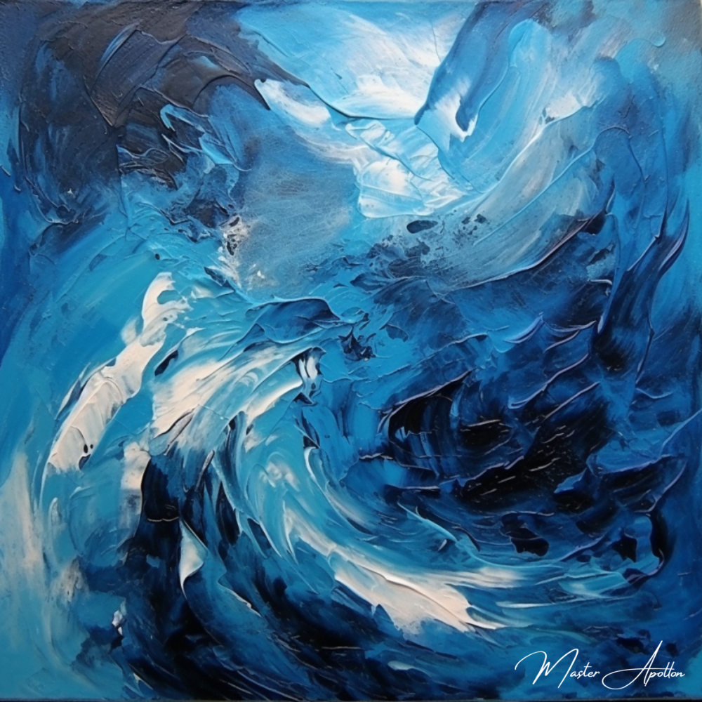 Tableau contemporain bleu typhon