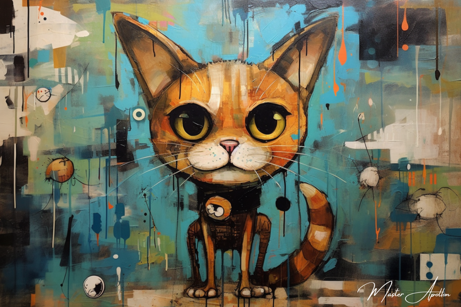 Tableau contemporain chat street art