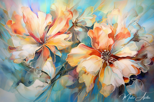 Tableau peinture fleur contemporain beauty