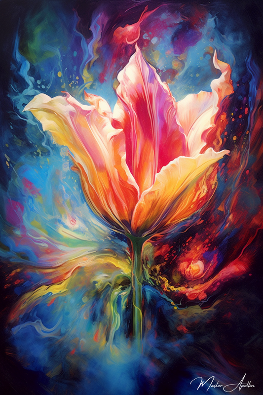 Tableau peinture fleur contemporain energie