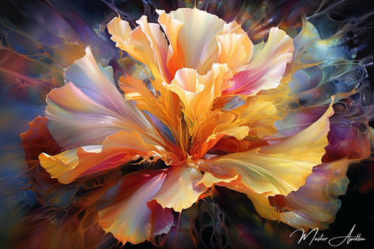 Tableau peinture fleur contemporain fusion