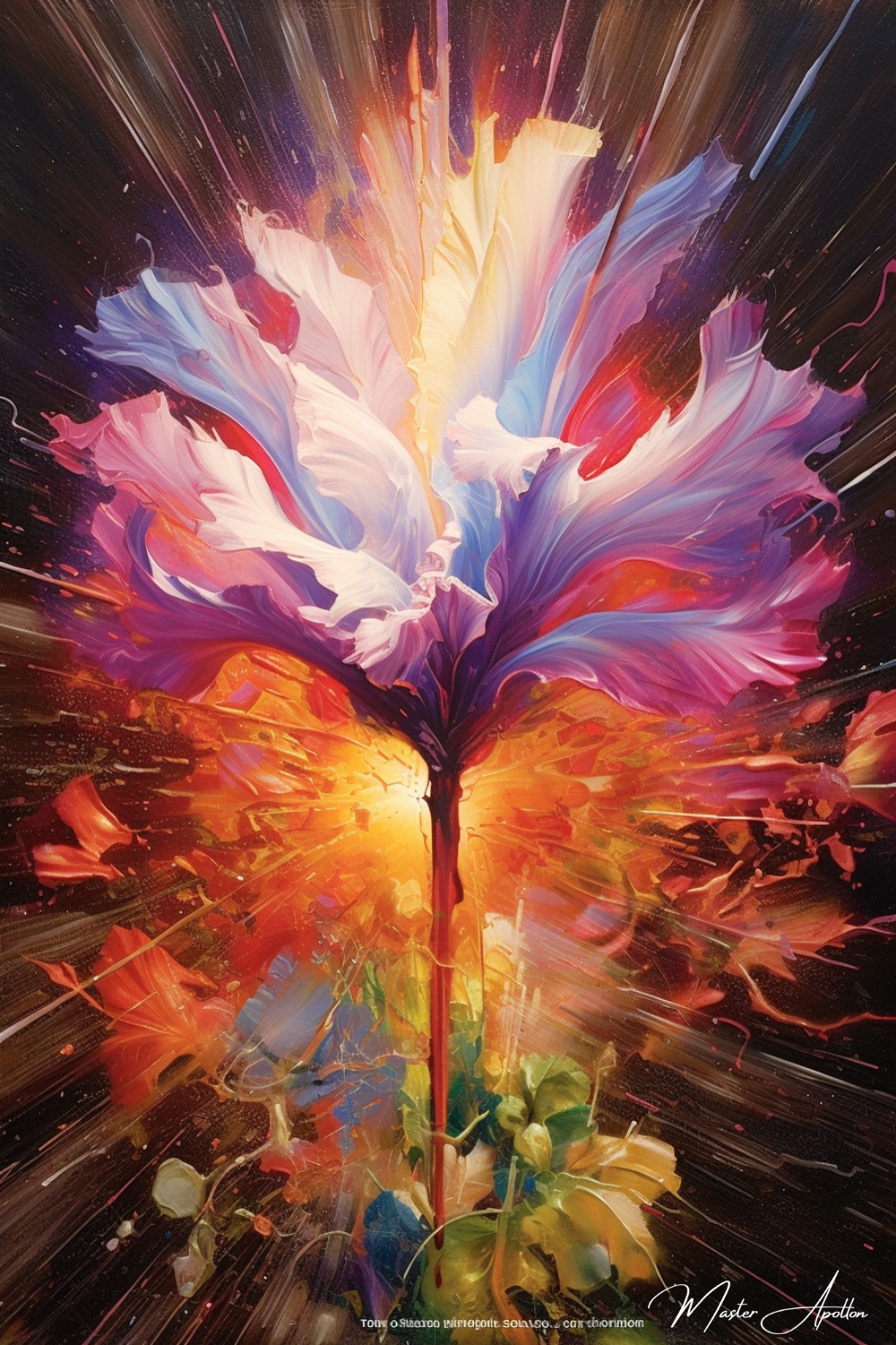 Tableau peinture fleur contemporain power