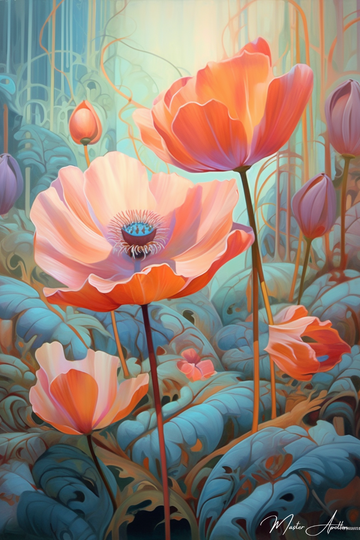 Tableau peinture fleur contemporain soft