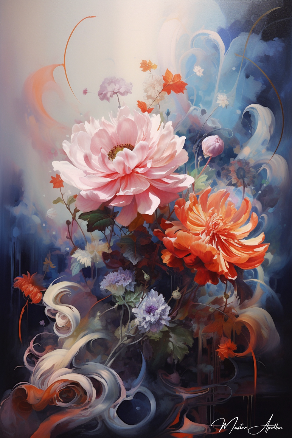 Tableau peinture fleur contemporain tara