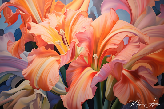 Tableau peinture fleur contemporain tropical