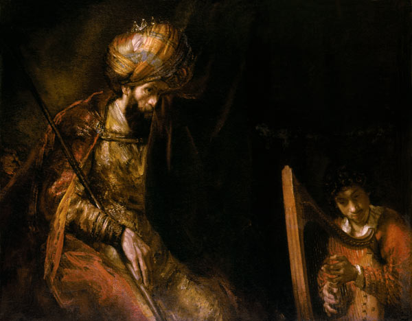 David joue de la harpe devant Saul - Rembrandt van Rijn
