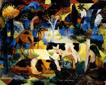 Paysage avec des vaches et des chameaux - August Macke