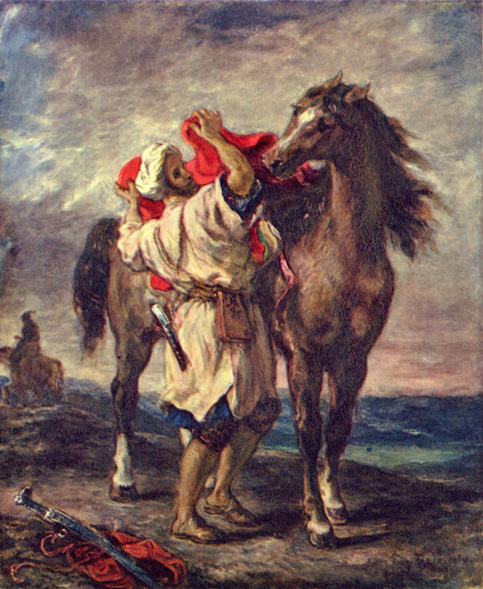 Un arabe selle son cheval - Eugène Delacroix
