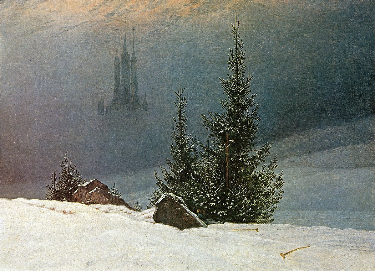 Paysage d'hiver avec l'église - Caspar David Friedrich