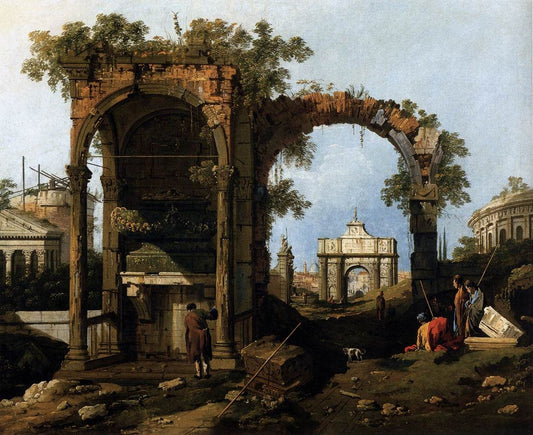 Capriccio avec ruines classiques et édifices - Giovanni Antonio Canal