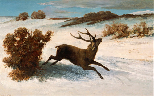 Chevreuil courant dans la neige - Gustave Courbet