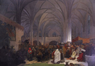 Maître Jan Hus prêchant à la chapelle de Bethléem - Mucha