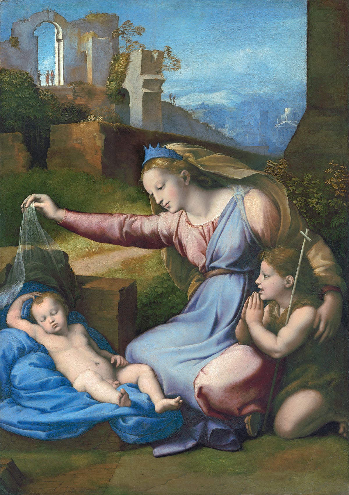 Madone avec l'enfant dormant et Saint Jean - Raphaël (peintre)