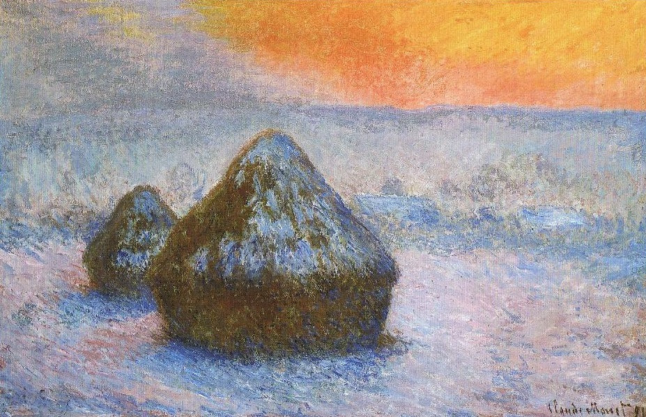 Meules (crépuscule, effet de neige) - Claude Monet