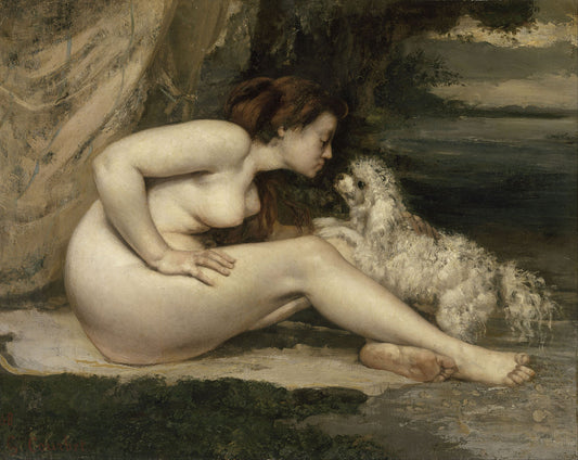 Femme nue au chien - Gustave Courbet