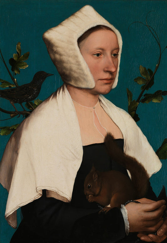 Une dame avec un écureuil et un étourneau - Hans Holbein le Jeune