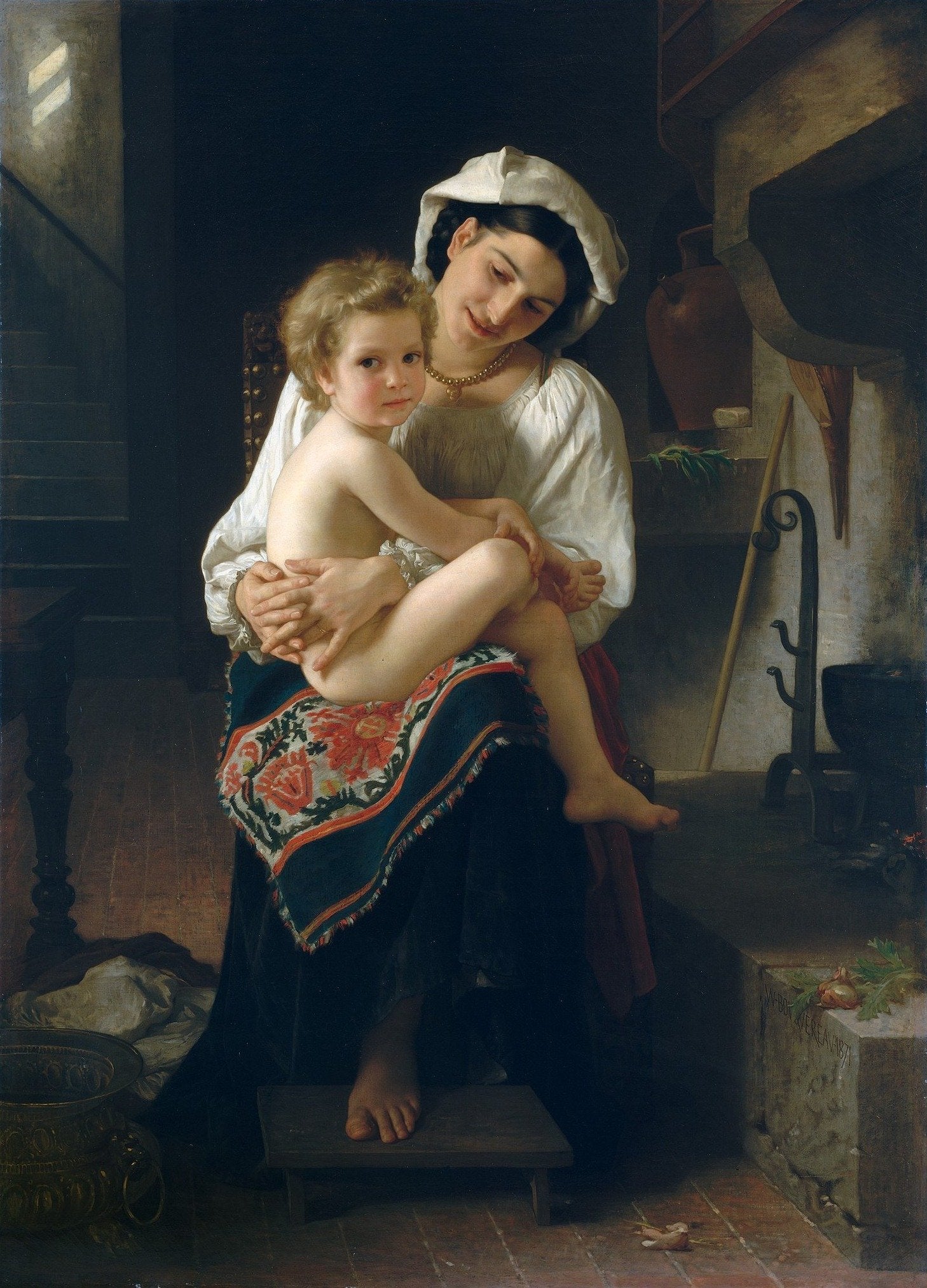 Jeune mère regardant son enfant - William Bouguereau