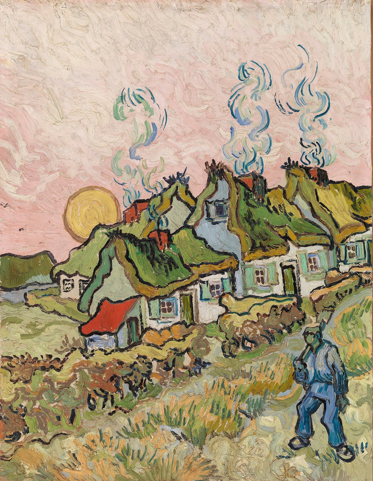 Ferme au coucher du soleil - Van Gogh