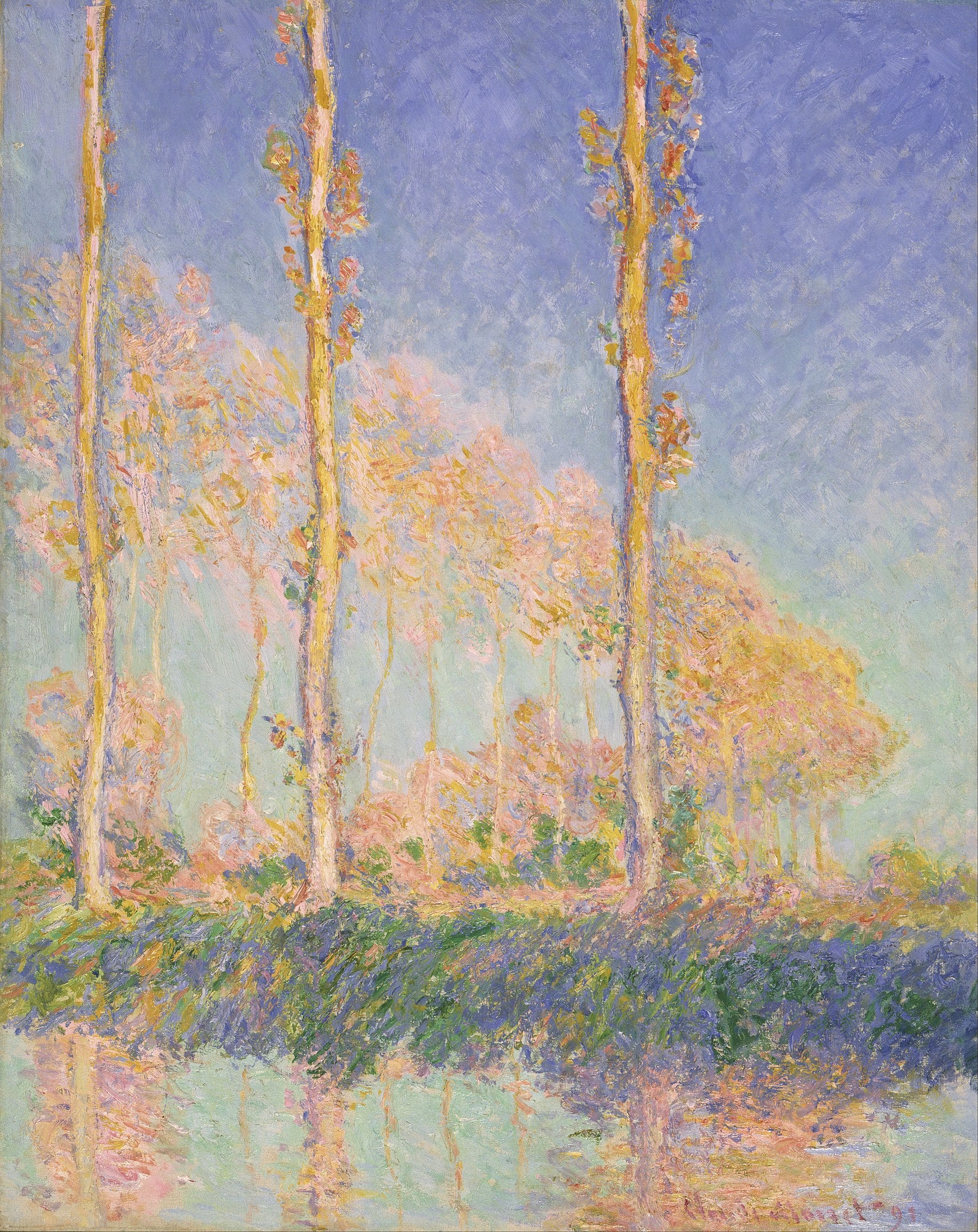 Les Peupliers, trois arbres roses, automne - Claude Monet