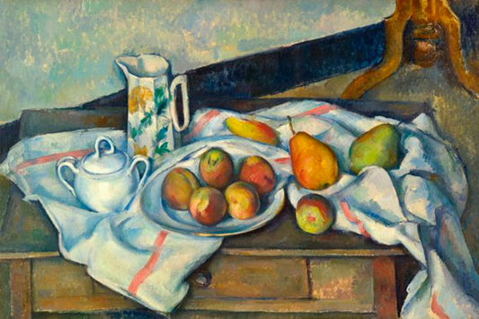 Nature morte avec fruits, carafe, sucrier et bouteille - Paul Cézanne