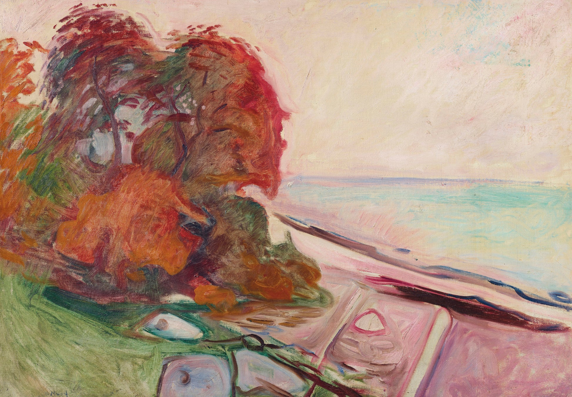 Plage avec groupe d'arbres - Edvard Munch