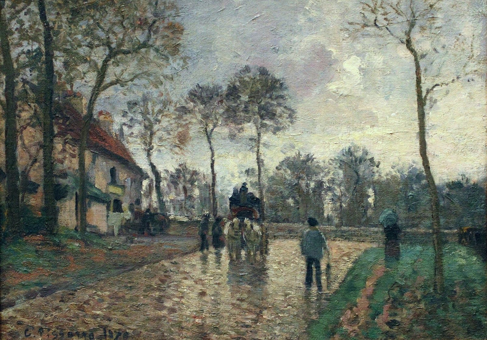 L'autocar pour Louveciennes - Camille Pissarro