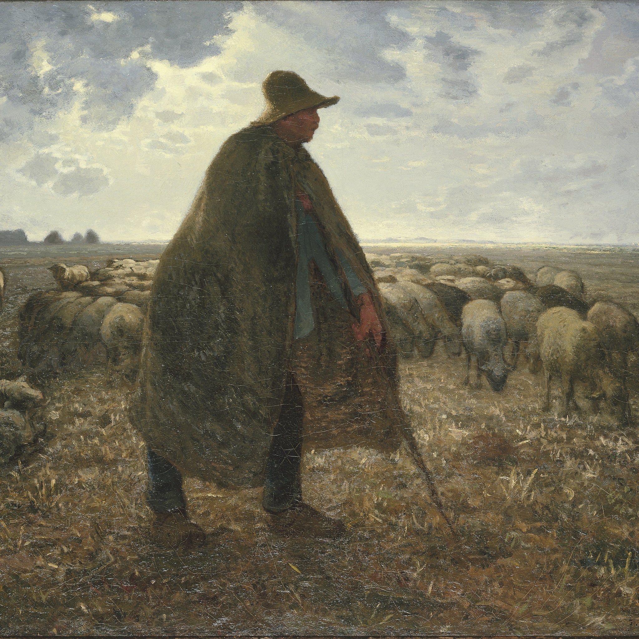 Un berger gardant son troupeau - Jean-François Millet