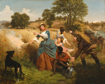 Mme Schuyler brûle ses champs de blé à l'approche des Britanniques - Emanuel Leutze
