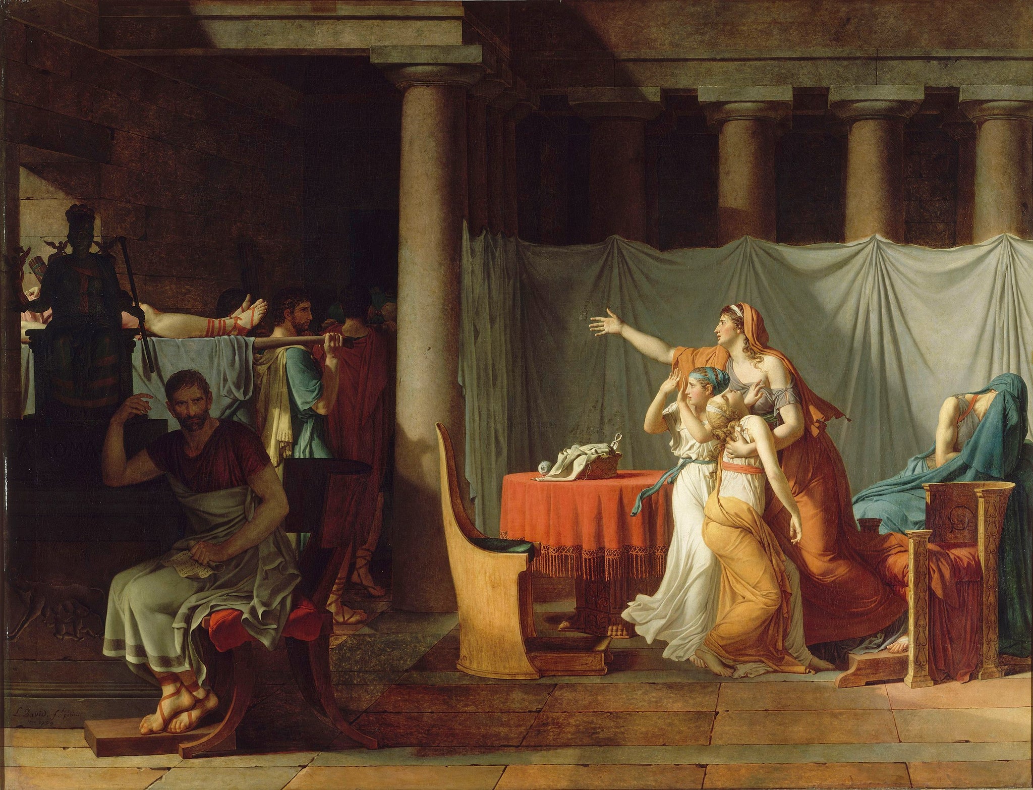 Les licteurs apportent à Brutus les corps de ses fils - Jacque Louis David